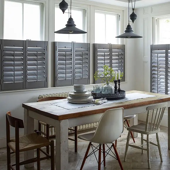 Half-height cafe shutters with elegant finish