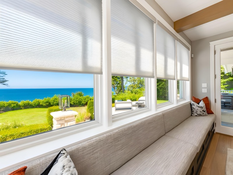 Custom cellular shades in a new construction Austin home