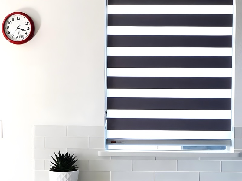 Modern zebra blinds in a contemporary living space